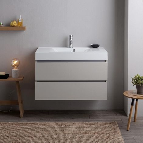 Möbelset Für Das Badezimmer Mit Schubladen, Perlgraue Farbe - 90Cm Valentina (1/4)