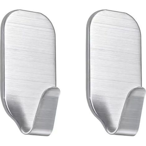Self-Adhesive Stainless Steel Wall Hooks – 2 Pieces for Towels, Kitchen, Bathroom and Balcony – No Drilling Required (1/4)