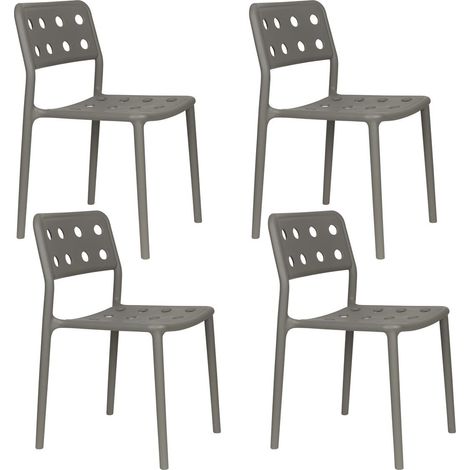 Chaise de jardin, 4 chaises empilables SERRA Gris en Plastique, BOITE A DESIGN (1/5)