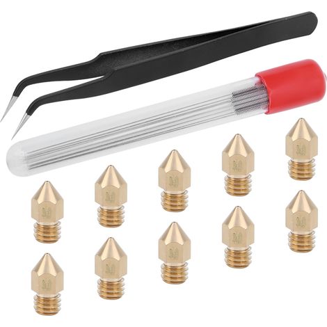 Kit d'outils de nettoyage pour buses de 0,4 mm, comprenant une pince à épiler et des aiguilles en acier inoxydable, pour imprimante 3D MK8. (1/5)