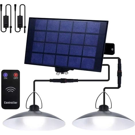 Lampe solaire d'extérieur suspendue avec télécommande, étanche IP65, à LED, avec 2 lampes (1/5)
