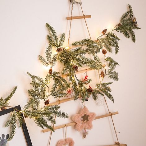 Guirlande Lumineuse Pomme De Pin - 175 cm - À Piles - Fonction Minuterie - Pour Décoration Intérieure Et Extérieure - Vert (1/5)