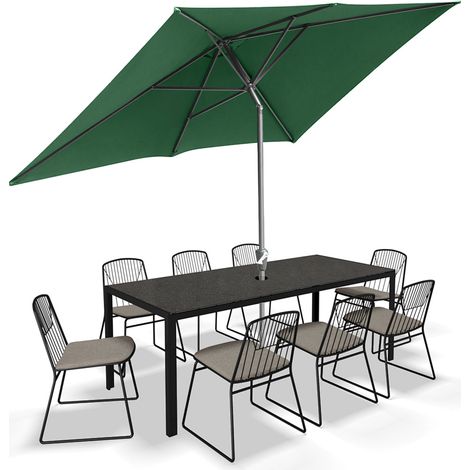 Wolketon Sonnenschirm 200x300cm, Gartenschirm, knickbar, Schirmtuch mit PA-Beschichtung, UV-Schutz bis UPF 50+, ohne Ständer, Grün
