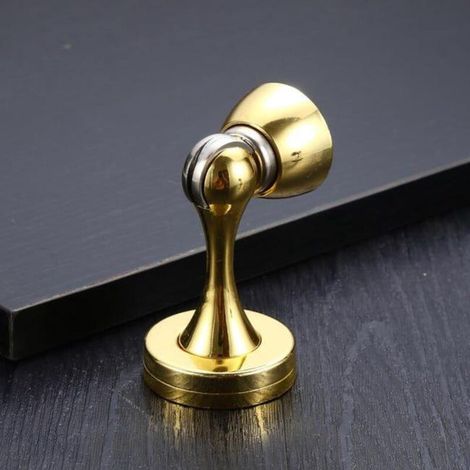 Butée de porte magnétique,intérieure en alliage de zinc, installation de type sol perforé arrêt de porte magnétique puissant( Shiny Gold) (1/4)