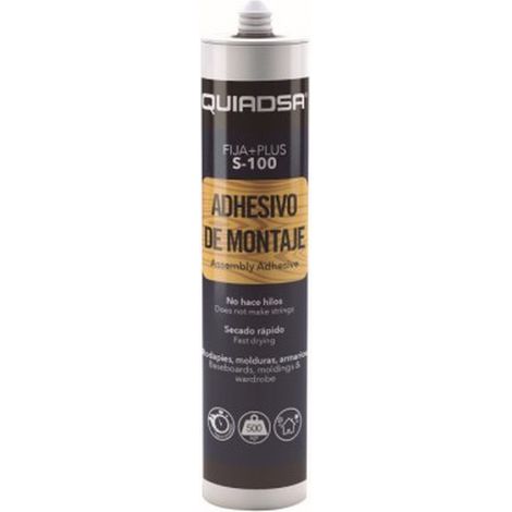 Adhesivo de montaje base solvente madera Fija + Plus S-100  Quiadsa Fija + Plus S-100  Cr.  300 ml.