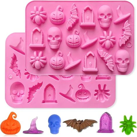 Stampo per cioccolato di Halloween in 2 pezzi, stampo in silicone a 36 cavità, stampo per biscotti, cubetti di ghiaccio, caramelle, gelatine, cioccolato e decorazioni per torte. (1/5)