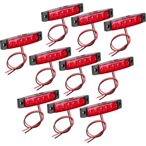 Lot de 10 feux de position latéraux pour camion, avec 6 LED 12VRed (1/5)