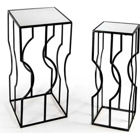Set de dos mesas de metal 33x70 y 25x65 cm