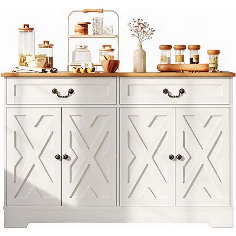 Buffet Style Ferme Armoire Café, 2 Portes 1 Tiroir, Étagère Réglable (1/5)