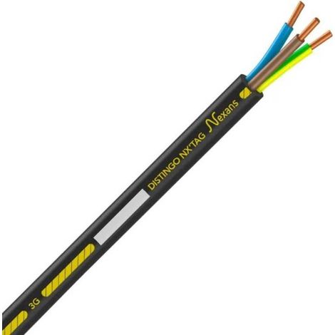 Nexans – Câble électrique rigide R2V 3G2,5 cuivre – Couronne 50m – Pour installations électriques en milieu humide – Classe 2 âme câblée rigide (1/3)