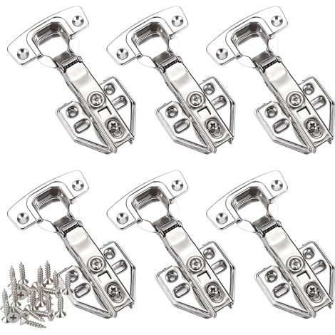 6 Stück Scharniere für Schranktüren Soft-Close 35 mm Eckanschlag 110°, Höhe-Distanz 1,2 mm mit Soft-Close Topfscharnier mit integriertem Dämpfer, Schranktüren, Küchenschränke, Möbel (1/5)