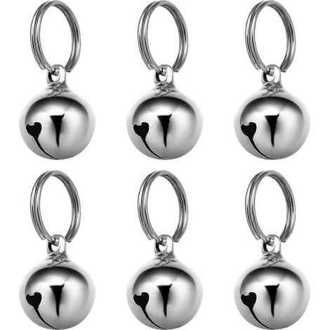 UKCOCO Set mit 6 Kupferglocken-Anhängern (16 mm), dekorative Accessoires für Haustierhalsbänder (Silber) – 2,00 x 2,00 x 2,00 cm – Silber (1/4)