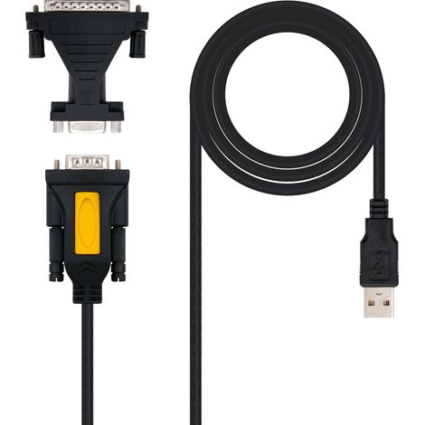 BeMatik - Câble convertisseur USB vers RS232 1.8 mètres USB Type A mâle vers RS232 DB9/DB25 mâle (1/3)