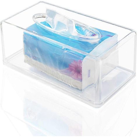 Boîte à mouchoirs transparente en acrylique rectangulaire, porte-serviettes, rangement de bureau pour la maison, la salle de bain ou le bureau. (1/4)
