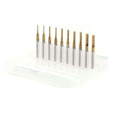 10pcs Fraise en Bout en Carbure Cémenté À Gravure Bits Sculpture Perceuse Outils Endated Mill 1-3mm (1/4)