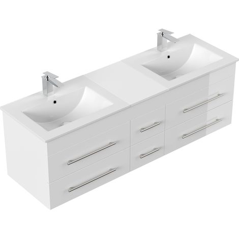 Badmöbel Roma XL SoftClose 150x46cm weiss hochglanz