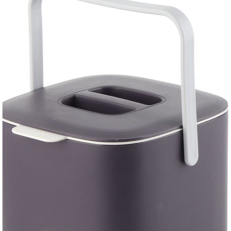 Seau à déchets portable avec couvercle, poubelle de table créative en plastique, séparation sec-humide pour cuisine, violet foncé (1/5)