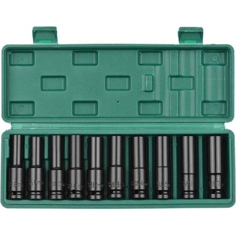 Jeu de 10 douilles d'extension pneumatiques 1/2 hexagonales noires (1/5)