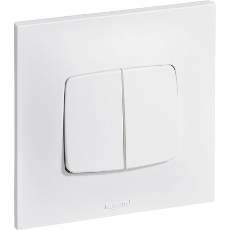 [JAMAIS UTILISÉ] Double interrupteur va et vient 10A complet - Neptune - Blanc - Legrand