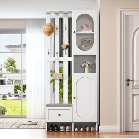 Armadio ingresso con scarpiera e panca 85x33,5x200 OKMYHOME (1/5)