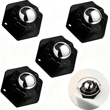 4 Pièces Roulettes Plates Universelles Adhésives 360° pour Meubles Lourds - Capacité de Charge 200kg pour Canapé, Armoires et Électroménagers