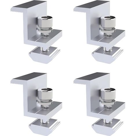 Pack of 4 aluminum solar panel brackets – 30mm end clamp – Rust and UV resistant – Quick fixing on roofs and uneven surfaces (1/5)