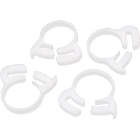 Collier de Serrage Tuyau Pince Clip Serre Joint 21.5mm-23.5mm double cliquet fixation plastique blanc 4 pcs (1/2)