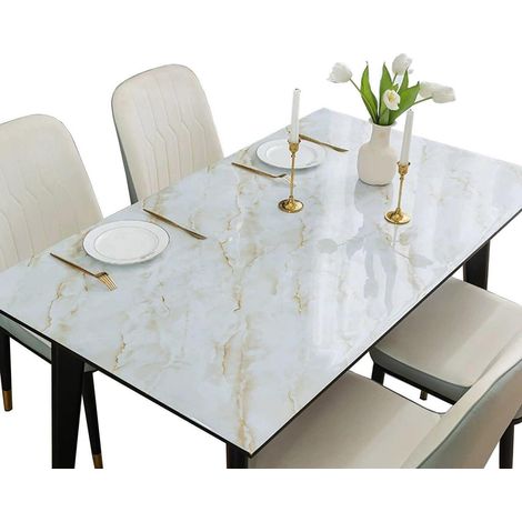 Nappe PVC aspect marbre 80x80cm, imperméable, lavable
