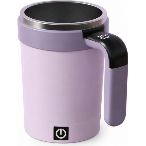Mug Électrique Auto-Mélangeur avec Affichage de Température, pour Café et Shakes, Violet, 380 ml (1/5)