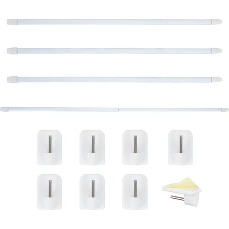 4-teilige, ausziehbare Gardinenstange mit Klebehaken – kein Bohren erforderlich, für Dusche und Kleiderschrank (40–70 cm) (1/5)