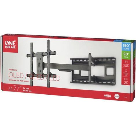 Supporto TV a parete ONE FOR ALL WM4453 Solid TURN 180 XL orientabile 180° inclinazione 20° VESA 400 fino a 50 kg (1/2)