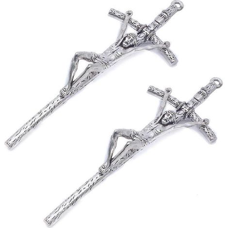 Jesus-Anhänger, 2 Stück, Metall, Kreuzigungsmotiv, christliche Wanddekoration