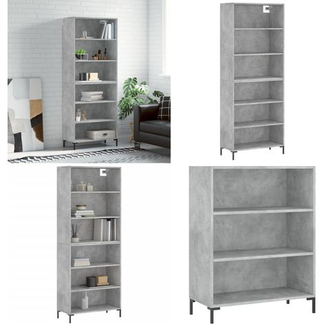 Buffet gris béton 69,5x32,5x180 cm bois d'ingénierie - Buffet Design Moderne - Meuble Rangement - Buffet Gris - Buffet Haute Capacité - Buffet Industriel - Home & Living