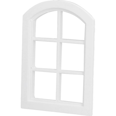 Fenêtres miniatures cintrées pour maison de poupée, 6 carreaux blancs (1/5)