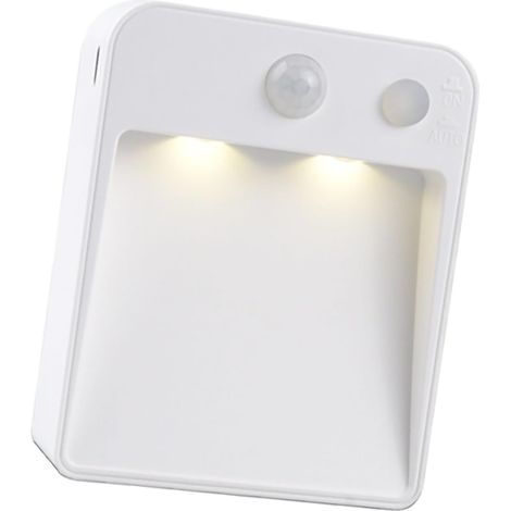 Veilleuse USB PC à Détection de Mouvement Veilleuse 2 LED Alimentée par Batterie Lampe à Capteur Infrarouge Conception Compacte pour Allée Couloir Salle de Bain Salon Bureau (Blanc naturel (1/5)