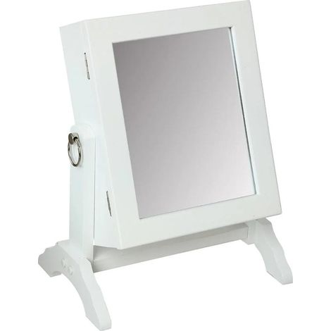 Armoire à Bijoux Avec Miroir "Kristin" 28cm Blanc (1/4)