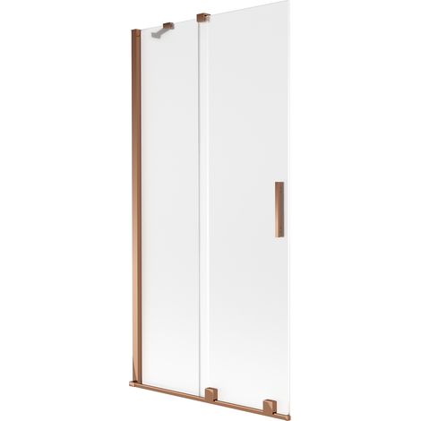 Mexen Velar Badewannenabtrennung, 2-flügelig, verschiebbar 90 x 150 cm, Milchglas, Roségold - 896-090-000-31-60 (1/2)