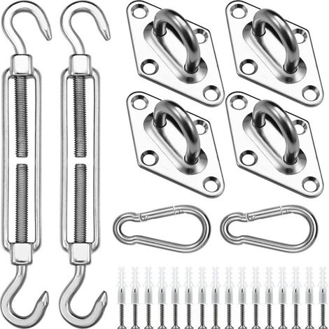Kit de Fixation pour Voile d'ombrage, 304 Kit de matériel de Pare, pour Carré Voile d'ombrage,Toile d'ombrage Triangulaire (1/5)
