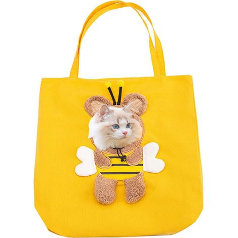 Sac de transport pour chat et chien - Sac à bandoulière en forme d'abeille avec ouverture réglable - Respirant et confortable pour les petits animaux (1/5)