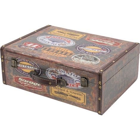 HMF VKO107 Holzkoffer im Vintage-Design, Garage, 44 x 32 x 16 cm (1/5)