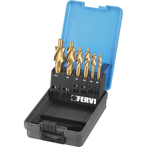 Set 6 zylindrische Senkbohrungsaufsatz M3-10 Gewindevorbohrungen Fervi l018s