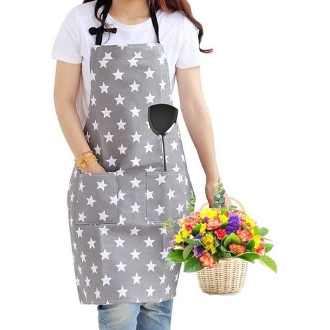 Tablier ajustable à 2 poches pour la cuisine, la pâtisserie, le barbecue et le jardinage. Cadeau idéal pour la fête des mères, un (1/5)