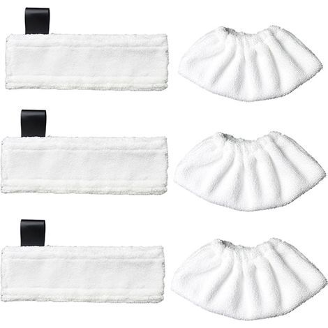 Lot de 6 chiffons de rechange en microfibre pour nettoyeur vapeur Kärcher EasyFix SC 2, SC 3, SC 4, SC 5(3 pour brosse de sol + 3 pour la buse manuelle) (1/5)