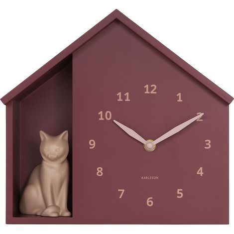 Orologio da Parete Gatto Seduto Rosso Borgogna Karlsson