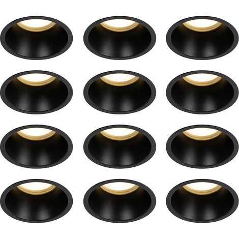 Set of 12 Recessed Spotlights Black GU10 70mm IP44 - Dept (1/4)