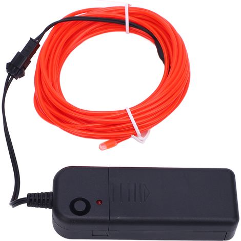 2 cordons lumineux électroluminescents rouges 5m/16,4ft, découpables à 360°, pour déco de fête et Halloween (1/5)