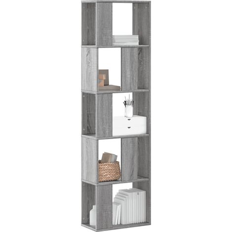 Bücherregal 5 Böden Grau Sonoma 45x23,5x162,5 cm Holzwerkstoff