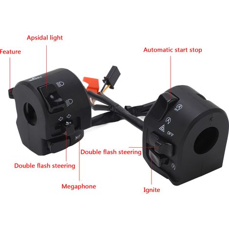 [Interruptor para motocicleta] [ABS] [Interruptor universal NVX155/NMAX155 de 7/8"] [Paquete de 2 interruptores de luz/trompeta/arranque] [Diámetro de 22 mm] (1/5)