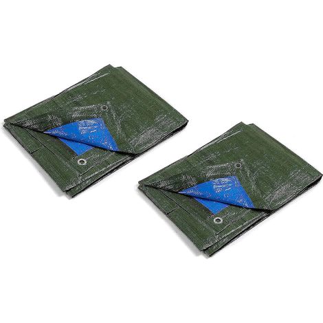 TELO OCCHIELLATO MT 3 X 2 VERDE / BLU CON ANGOLI  RINFORZATI  -- PZ 2  - (1/4)