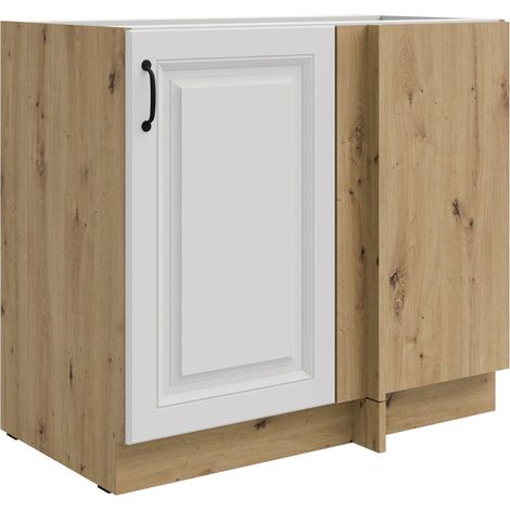 Eckunterschrank 105cm Stilo Weiß Eiche Artisan Küchenzeile Küchenblock Küche